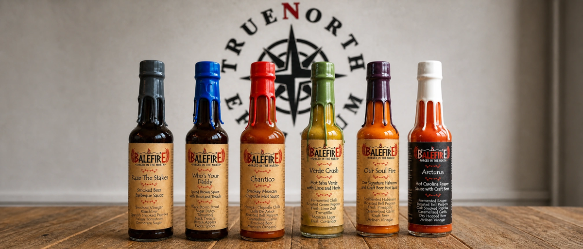 Balefire sauce bottles